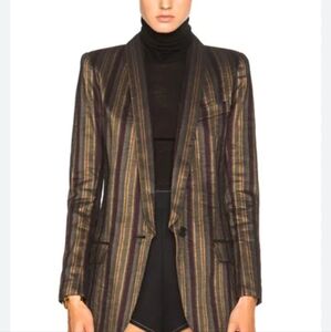 Smythe linen/cotton striped blazer ( See Measurements. Tagged 2, Fits 6)